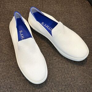 Rothy's White and Blue Slip-On Loafers